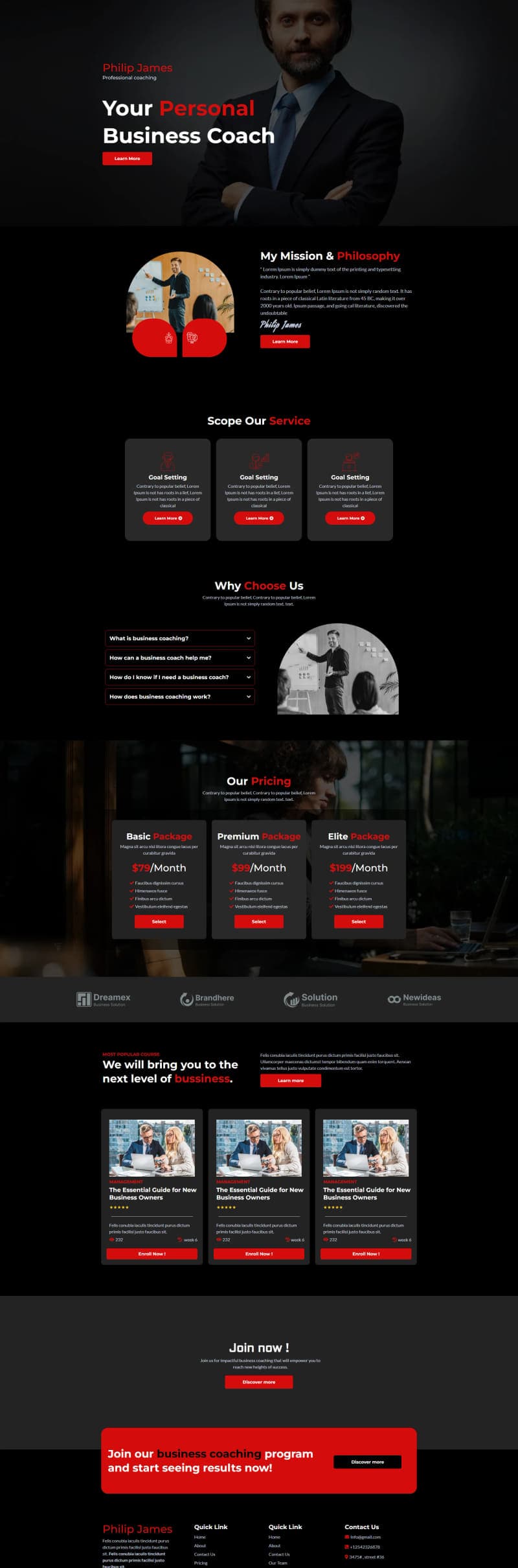 Business Coach — Coaching Funnel — full page design