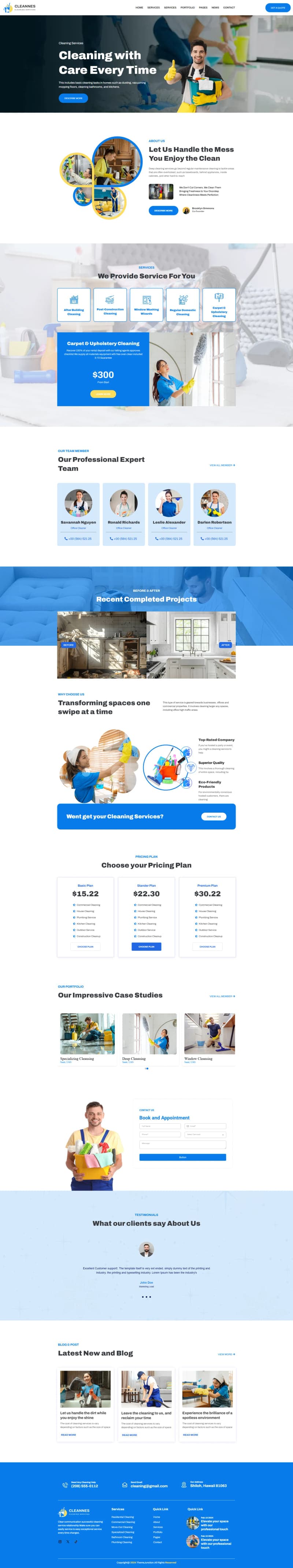 Cleaning Services — Domestic & Deep Clean Site — full page design
