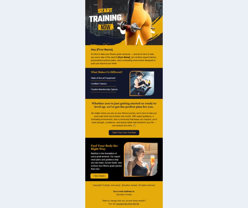 Gym — Membership Email Template — full page design