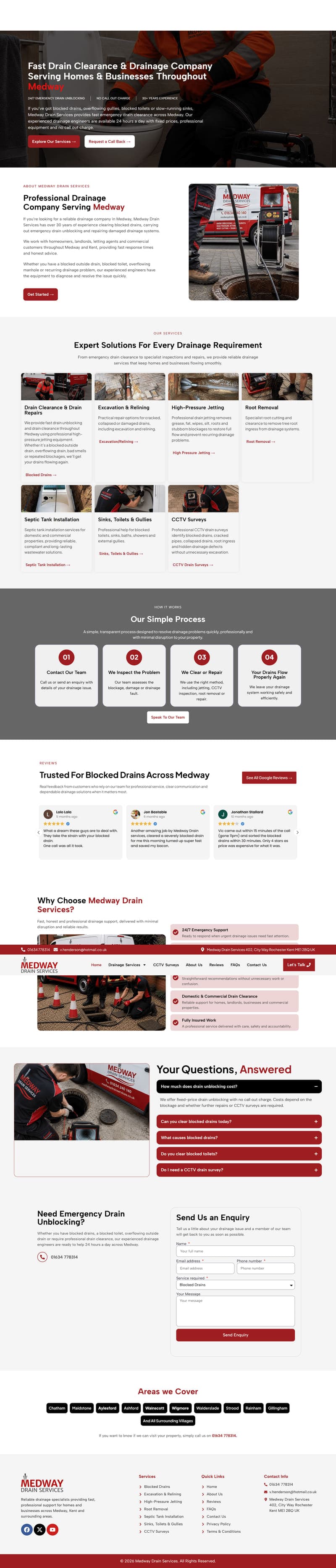Medway Drain Services — Emergency Drainage Site — full page design