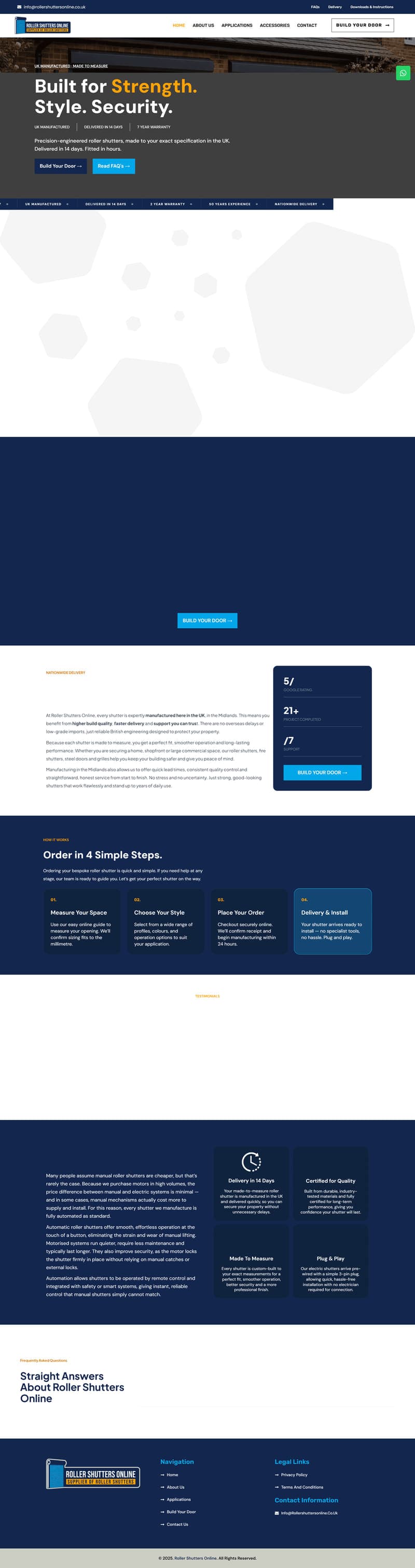 Roller Shutters Online — Made-to-Measure Store — full page design