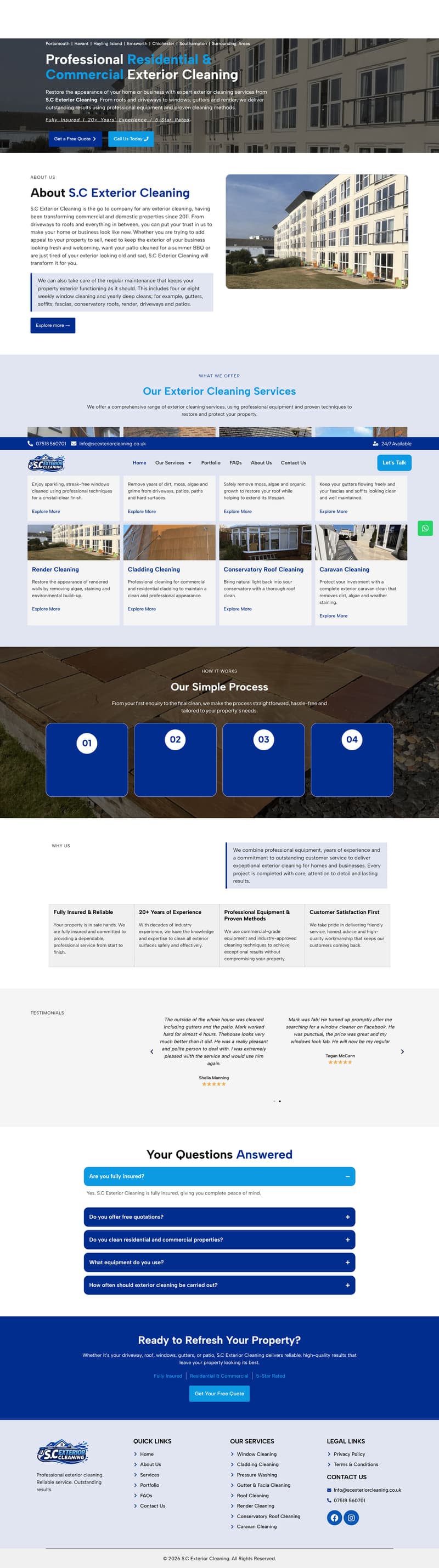 S.C Exterior Cleaning — Cleaning Services Site — full page design