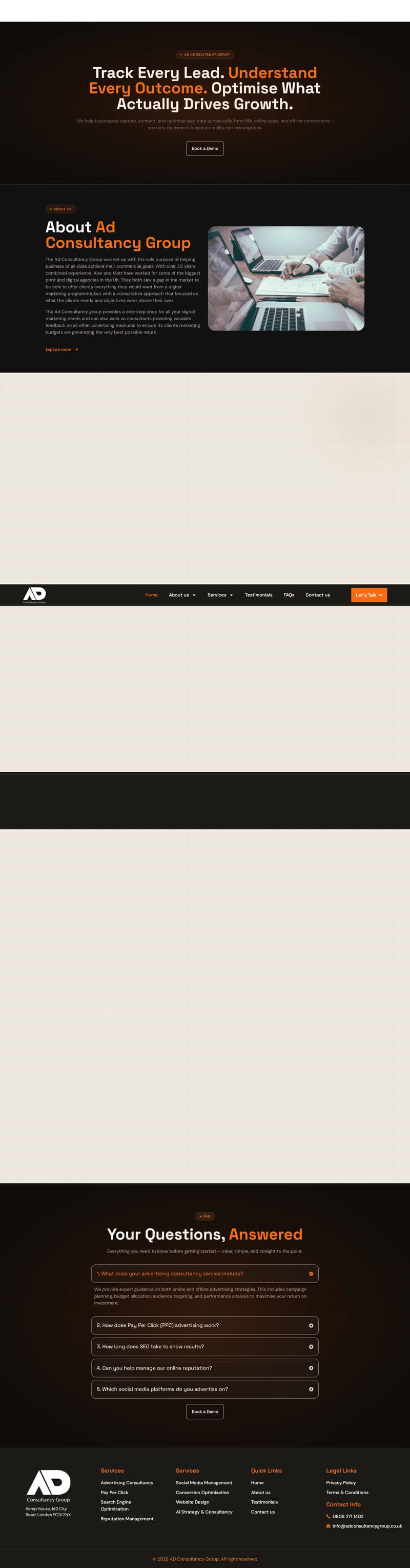 Ad Consultancy Group — Marketing Agency Site — full page design