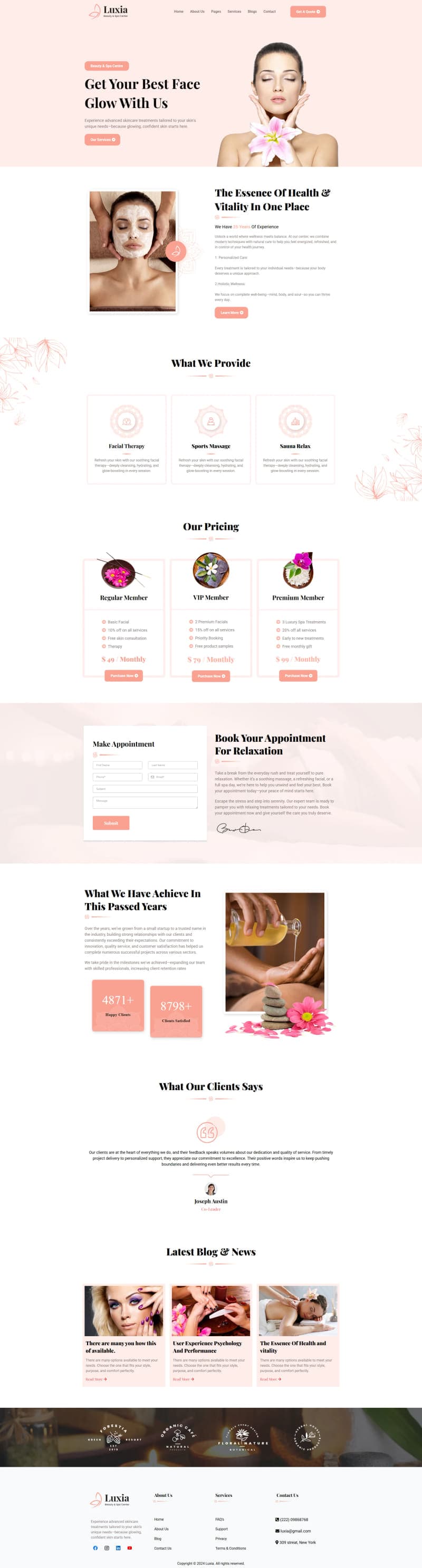 Beauty & Spa Centre — Skincare Site — full page design