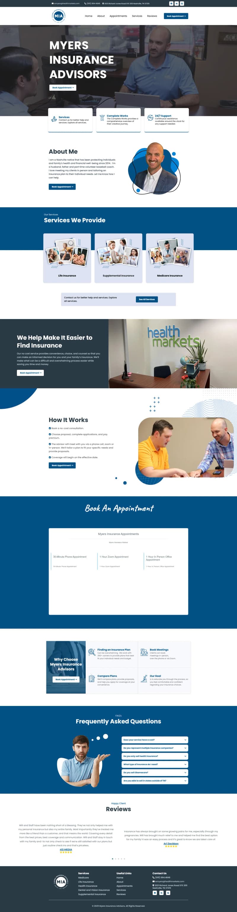 Myers Insurance Advisors — Advisory Site — full page design